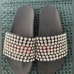 Gucci Black and Red Rhinestone Sandals 38 authentic